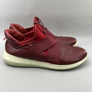 Ecco Scinapse Band Sneakers Women Size 8 Red Yak Leather Comfort Stretch Shoes